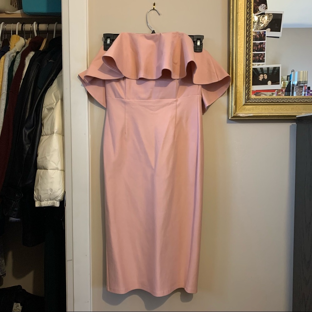 Frill-detail Strapless Fitted Dress